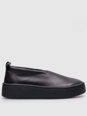 Кожаные ботинки без шнуровки Jil Sander черные