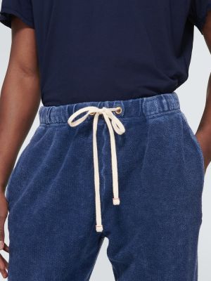 Памучни спортни панталони от джърси Les Tien синьо