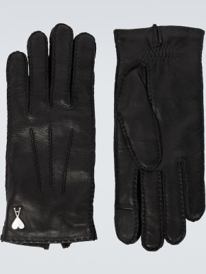 Kožne rukavice Ami Paris crna