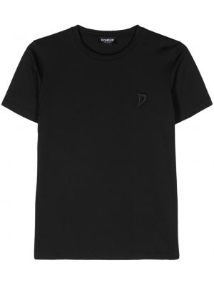 Памучна тениска бродирана Dondup черно