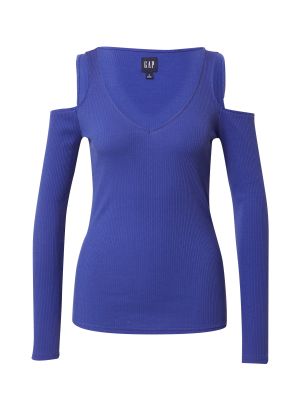 Jednofarebné bavlnené priliehavé tričko Gap - tmavo modrá