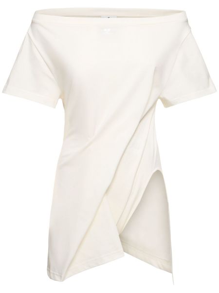 Bombažna mini obleka z ladjastim izrezom Courreges bela