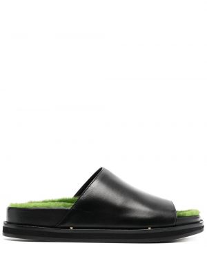 Wandler faux-fur lined leather slides - Nero