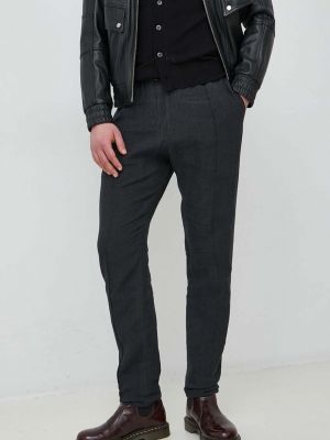 Lanene hlače Emporio Armani črna
