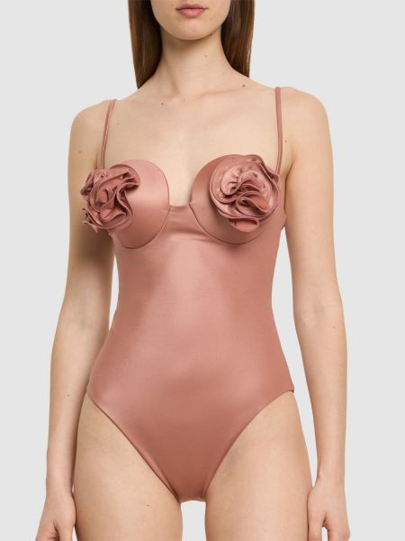 Badeanzug mit stickerei Magda Butrym pink