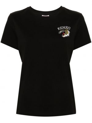 T-shirt di cotone a righe tigrate Kenzo nero