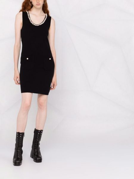 Mini vestido con perlas Moschino negro