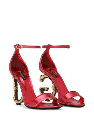 Sandales en cuir à bouts ouverts Dolce & Gabbana rouge