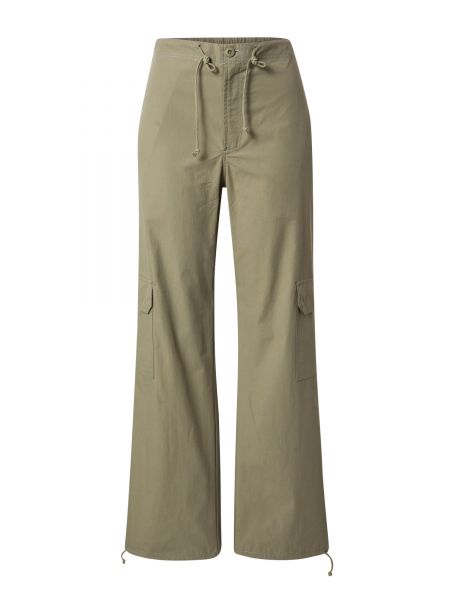Bavlnené nohavice s vysokým pásom na zips Global Funk - khaki