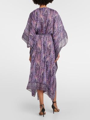 Φλοράλ βαμβακερή μεταξωτή μάξι φόρεμα Isabel Marant μωβ