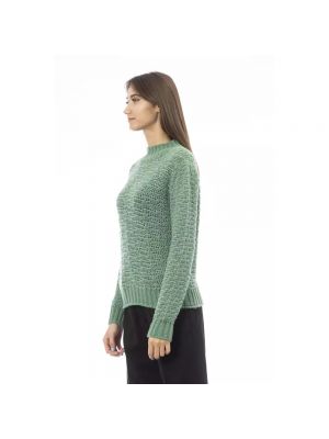 Sweter wełniany z wysokim kołnierzem Alpha Studio zielony