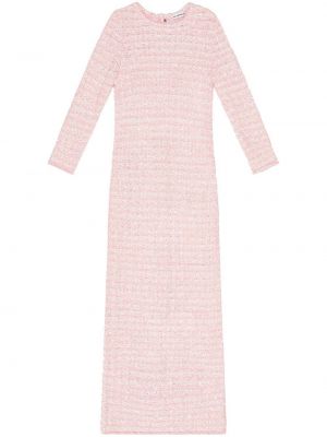 Tvídové šaty s knoflíky Balenciaga růžové