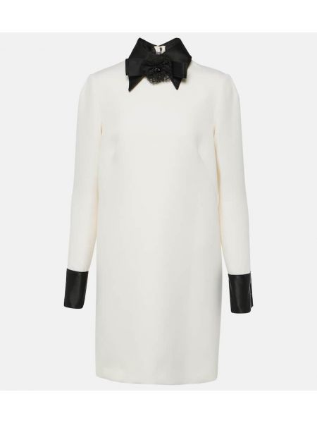 Μάλλινη σατέν φόρεμα Dolce&gabbana λευκό
