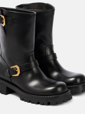 Leder ankle boots Versace schwarz