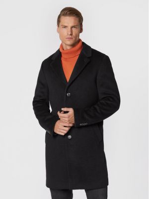 Μάλλινο παλτό χειμωνιάτικο Gino Rossi μαύρο
