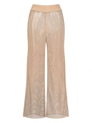 Volné kalhoty z polyesteru Jonathan Simkhai - béžová