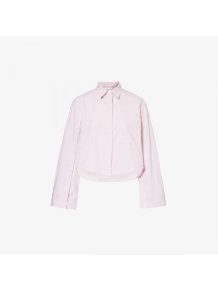 Укороченная рубашка из органического хлопка стрейч с накладными карманами Victoria Beckham розовый