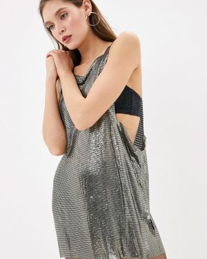 Джинсовое платье Pepe Jeans, серебряное