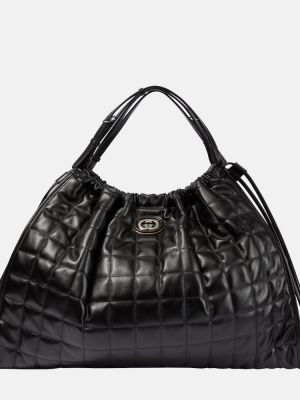Prošívaná kožená kabelka Gucci černá