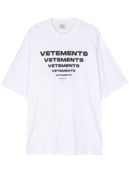 Bavlnené tričko s potlačou Vetements biela