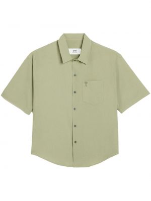 Βαμβακερό πουκάμισο με κέντημα Ami Paris πράσινο