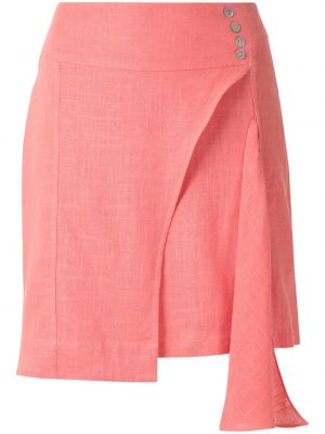 Lněné mini sukně s vysokým pasem Olympiah - růžová