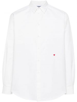 Haftowana koszula bawełniana w serca Moschino biała