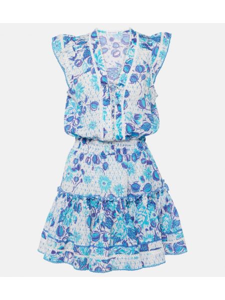 Mini vestido de algodón con estampado Poupette St Barth azul