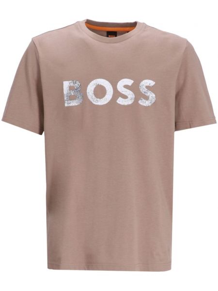 Tričko s potlačou Boss hnedá