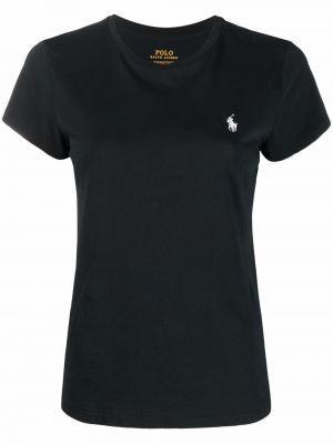 Kokvilnas kokvilnas polo krekls ar pērlītēm Polo Ralph Lauren melns