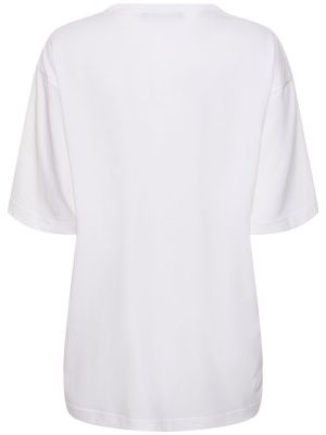 Βαμβακερή μπλούζα με κοντό μανίκι από ζέρσεϋ Acne Studios λευκό