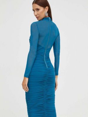Sukienka mini dopasowana Bardot niebieska