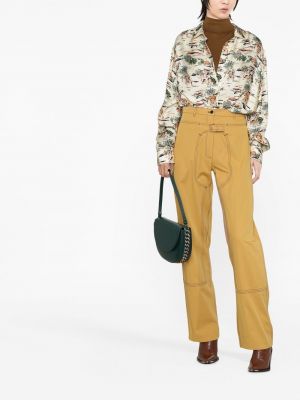 Rovné kalhoty s přezkou Stella Mccartney žluté