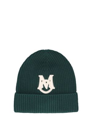 Puuvillased tikitud müts Moncler roheline