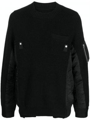 Пуловер с кръгло деколте Sacai черно