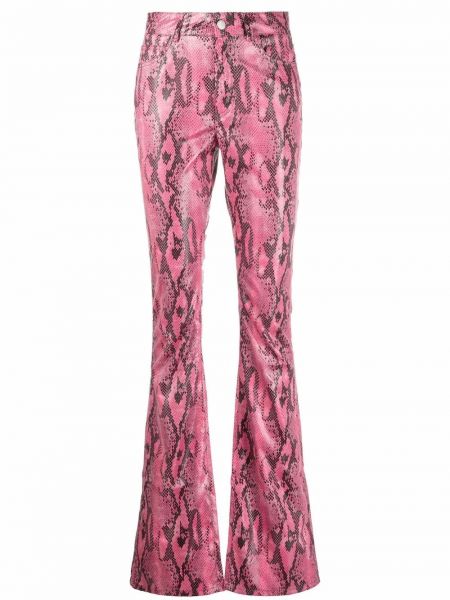 Pantalones de cuero con estampado de estampado de serpiente Alessandra Rich rosa