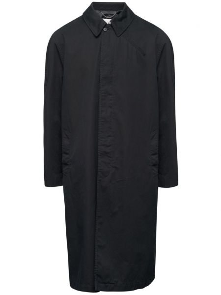 Βαμβακερό μακρύ παλτό με φερμουάρ Mm6 Maison Margiela μαύρο