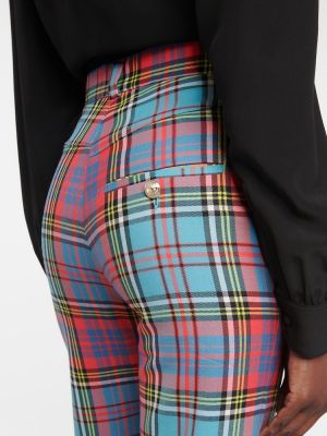 Kostkované vlněné rovné kalhoty s vysokým pasem Vivienne Westwood