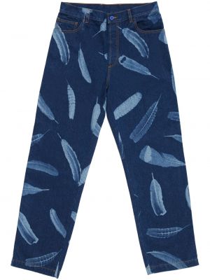 Straight leg jeans con piume Marcelo Burlon County Of Milan blu