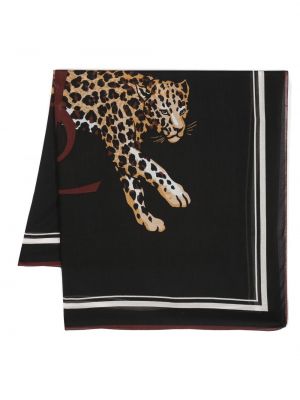 Schal mit print mit leopardenmuster Saint Laurent schwarz