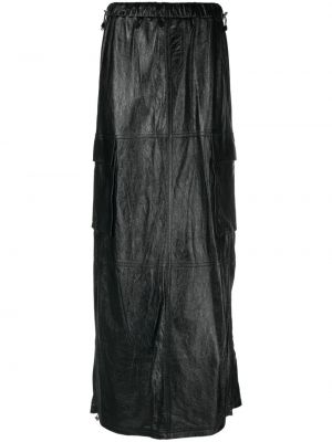 Kožená sukňa Andreādamo čierna