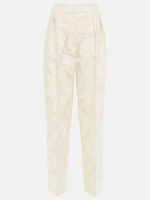 Žakárové bavlněné rovné kalhoty The Mannei bílé