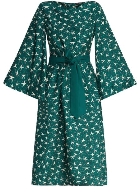 Копринена миди рокля с принт Karl Lagerfeld зелено