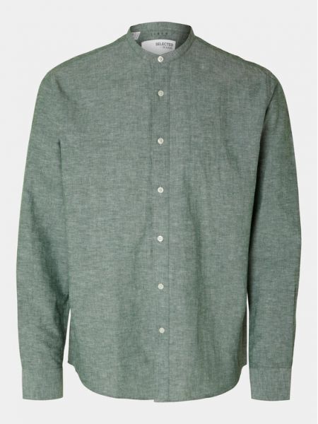 Lininė marškiniai Selected Homme žalia