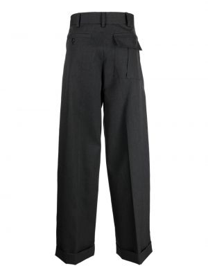 Plisované vlněné rovné kalhoty Undercover šedé