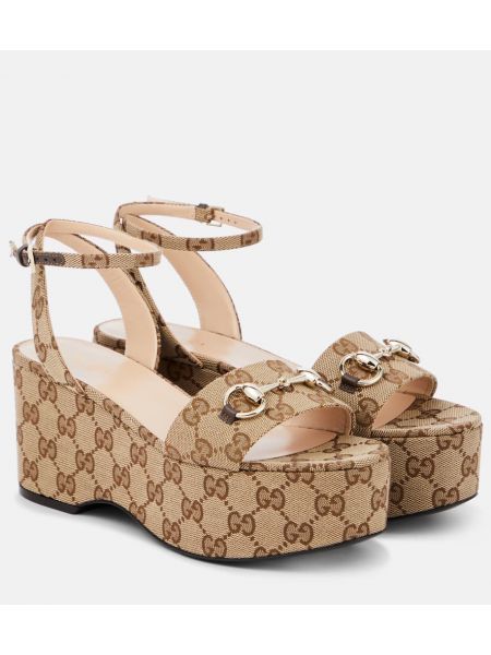 Sandalias con plataforma Gucci beige