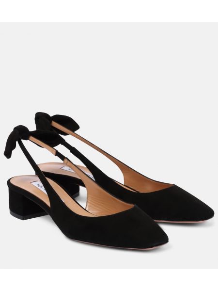 Slingback semsket skinn bue pumps Aquazzura svart