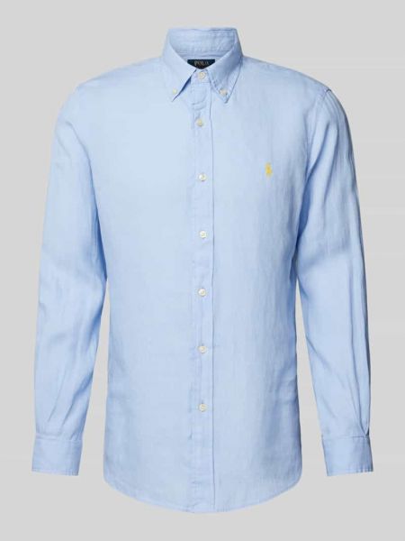 Lniana koszula Polo Ralph Lauren błękitna