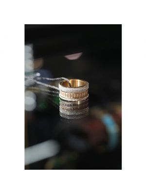 Кольцо бижутерный сплав, титан, золочение, фианит, 16 золотой