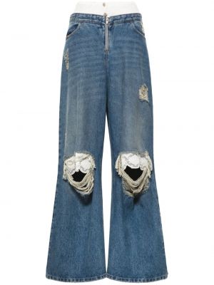 Čipkované voľné džínsy Seen Users modrá